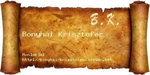 Bonyhai Krisztofer névjegykártya